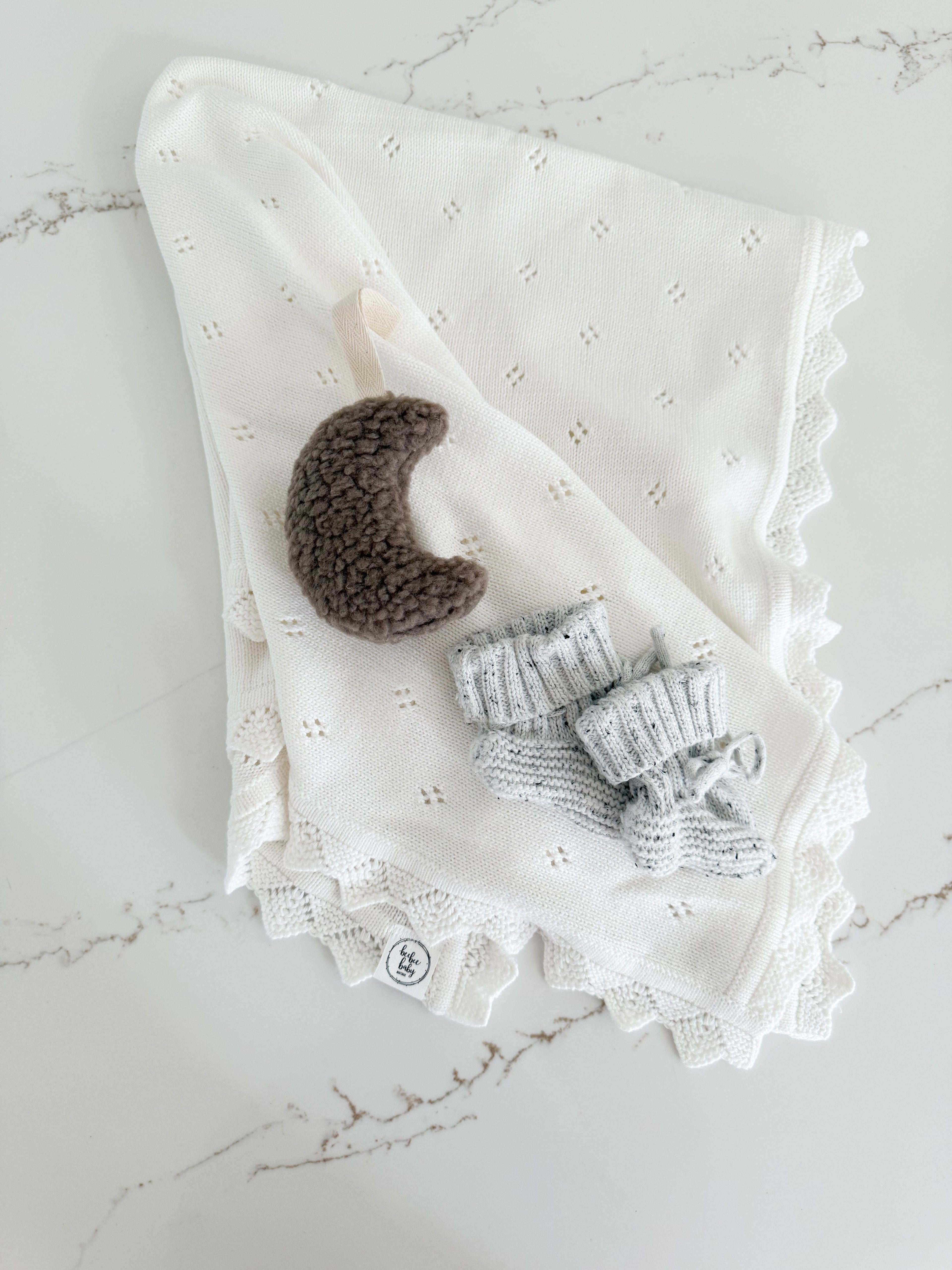 Hollow Out Knit Blanket - Pure White