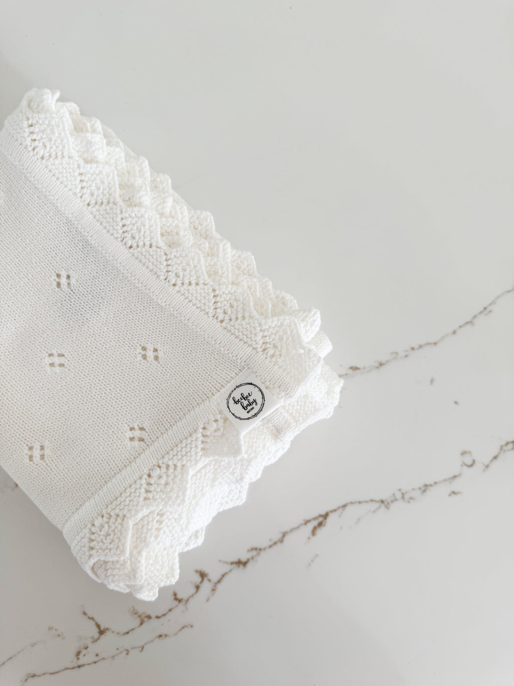 Hollow Out Knit Blanket - Pure White